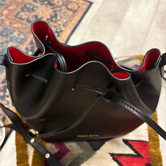 Mansur Gavriel Black Bucket Bag Red Interior + Pouch | Like New
